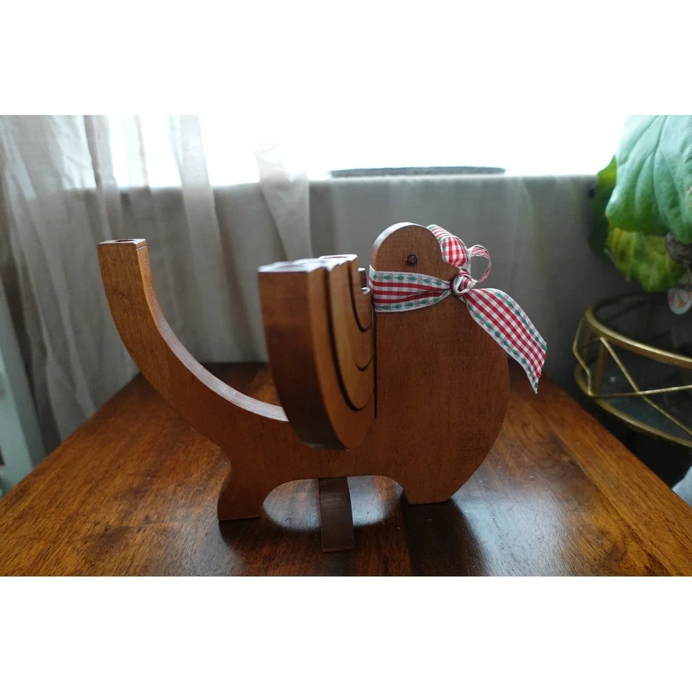 Wooden Bird‎ Candelabra 5 stick Candle Holder